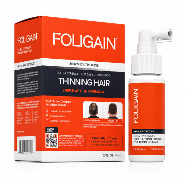 Formule Complète Triple Action FOLIGAIN® pour cheveux clairsemés pour hommes 10% TRIOXIDIL®