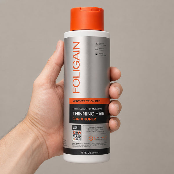 Après-shampoing Triple Action FOLIGAIN® pour cheveux clairsemés pour hommes avec 2% TRIOXIDIL® 473ml