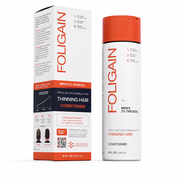 Après-shampoing Triple Action FOLIGAIN® pour cheveux clairsemés pour hommes avec 2% TRIOXIDIL®