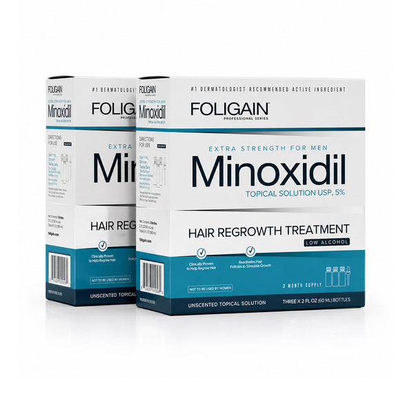 FOLIGAIN® Minoxidil 5% Haarwuchsmittel mit niedrigem Alkoholgehalt für Männer 6-Monats-Vorrat