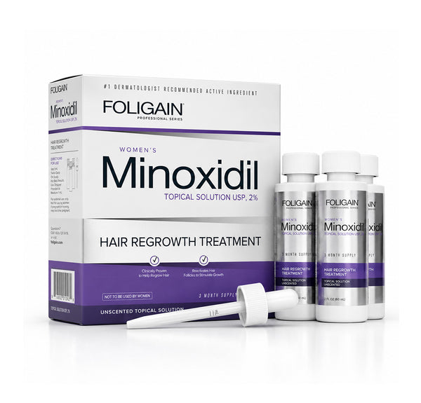 Traitement de repousse des cheveux FOLIGAIN® Minoxidil 2% pour femmes, traitement de 3 mois