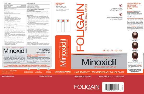 FOLIGAIN Advanced Hair Regrowth Treatment Foam For Men with Minoxidil 5% - Foligain Europe