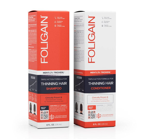 FOLIGAIN Kit shampooing + revitalisant pour la croissance des cheveux pour hommes