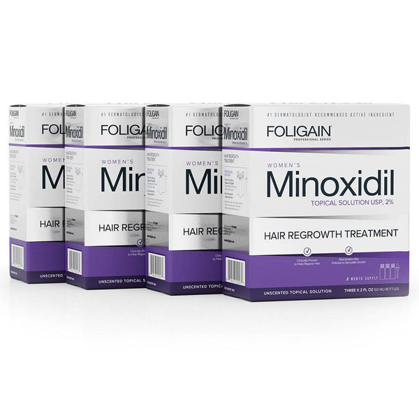 FOLIGAIN Minoxidil 2% Traitement de repousse des cheveux pour femmes 12 mois d'approvisionnement